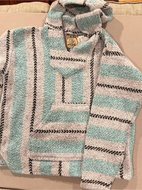 Baja Joe Men’s Teal & Gray Striped Baja Hoodie
